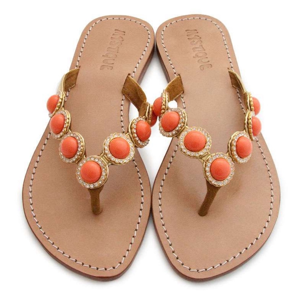 NWOT Authentic Spring Summer Beach Luxury Mystique Coral embellished Sandal